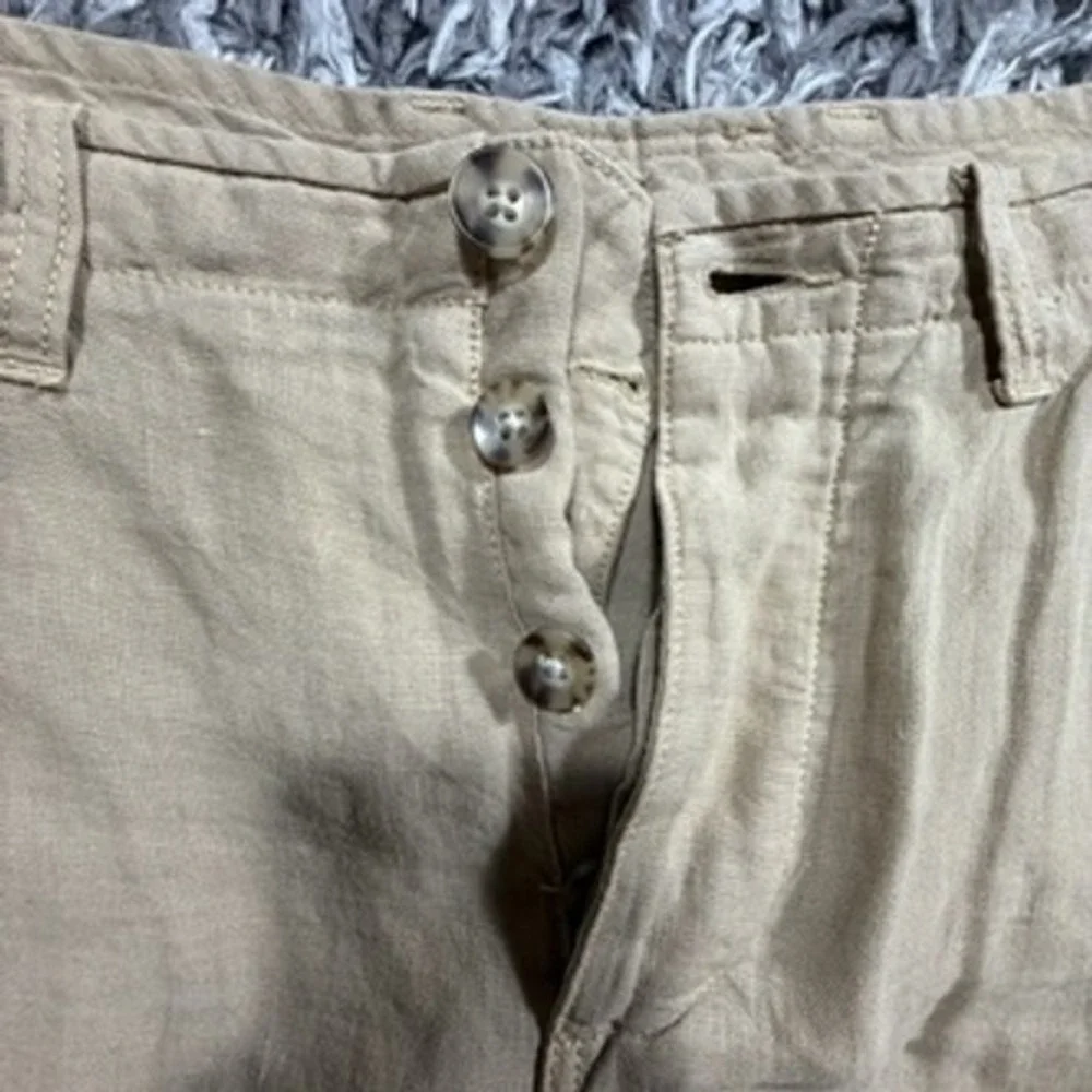 Murano Mens 100% Linen Pants Sz 36Khaki Tan Straight Leg Button Fly Beach Casual